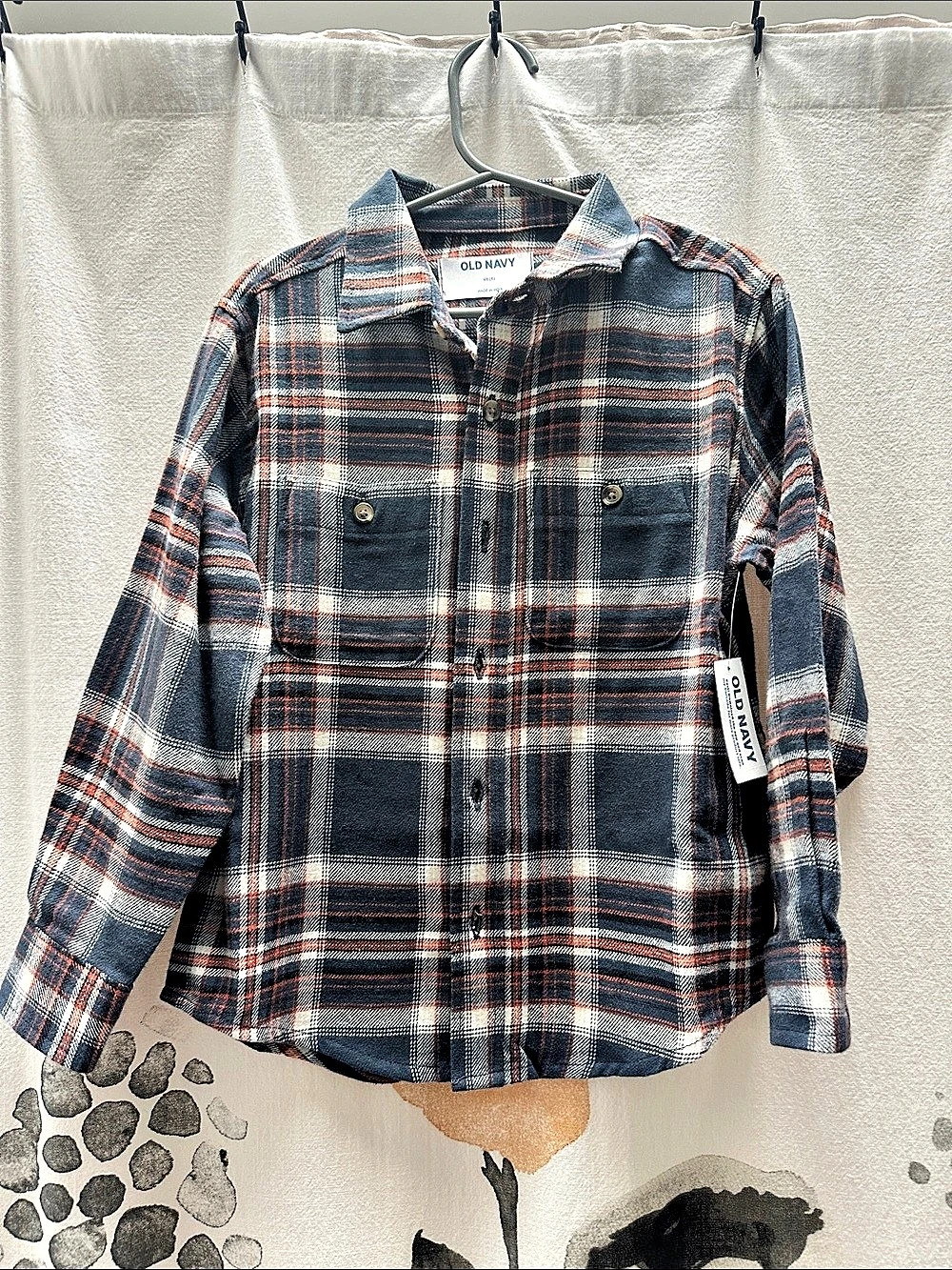 Old Navy Plaid Button Down in Blue & Red Size XS NWT
